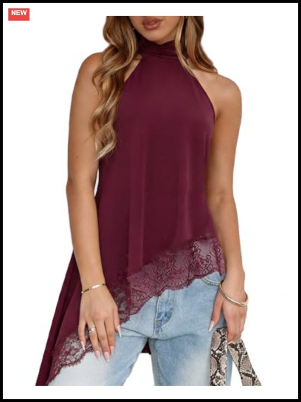 Women Satin Lace Halter Top Asymmetrical Hem Y2K Going Out Party Tank